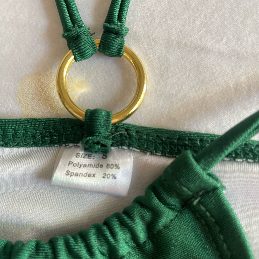 Green O-Ring Wrap Around String Bikini - image 3
